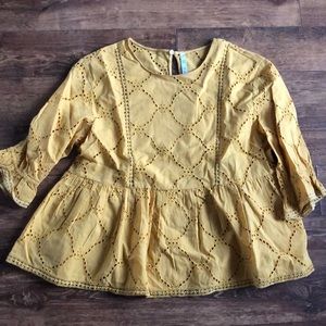 Zara Eyelet Peplum Blouse